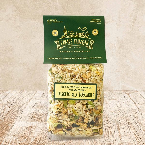 Sacchetto da 300 grammi di Risotto alla Boscaiola Ermes Funghi