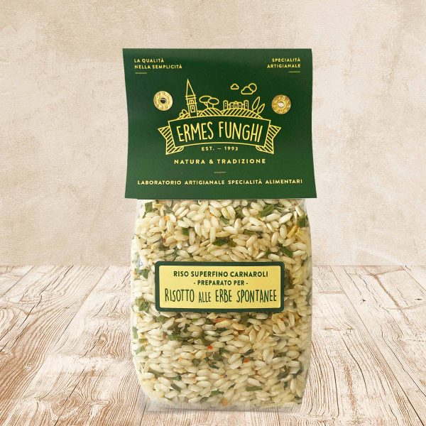 Sacchetto da 300 grammi di Risotto alle Erbe Spontanee Ermes Funghi