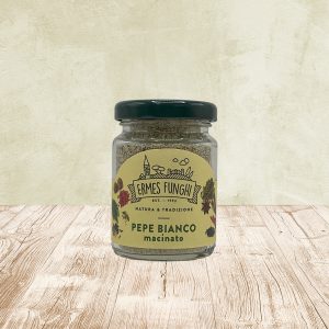 Vasetto da 50 grammi di Pepe Bianco macinato Ermes Funghi.