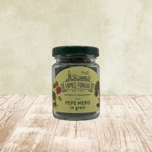 Vasetto da 50 grammi di Pepe nero grani Ermes Funghi.