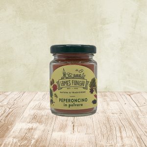 Vasetto da 35 grammi di Peperoncino in polvere Ermes Funghi.