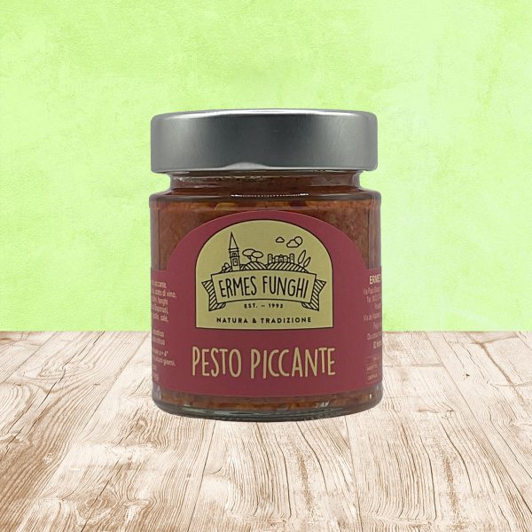 Vasetto da 130 gr. di Pesto Piccante Ermes Funghi.